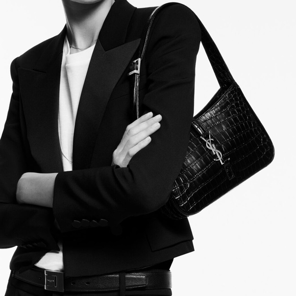 SAINT LAURENT LE 5 À 7 IN CROCODILE-EMBOSSED SHINY LEATHER YSL Hobo bag - Picture 5 of 13